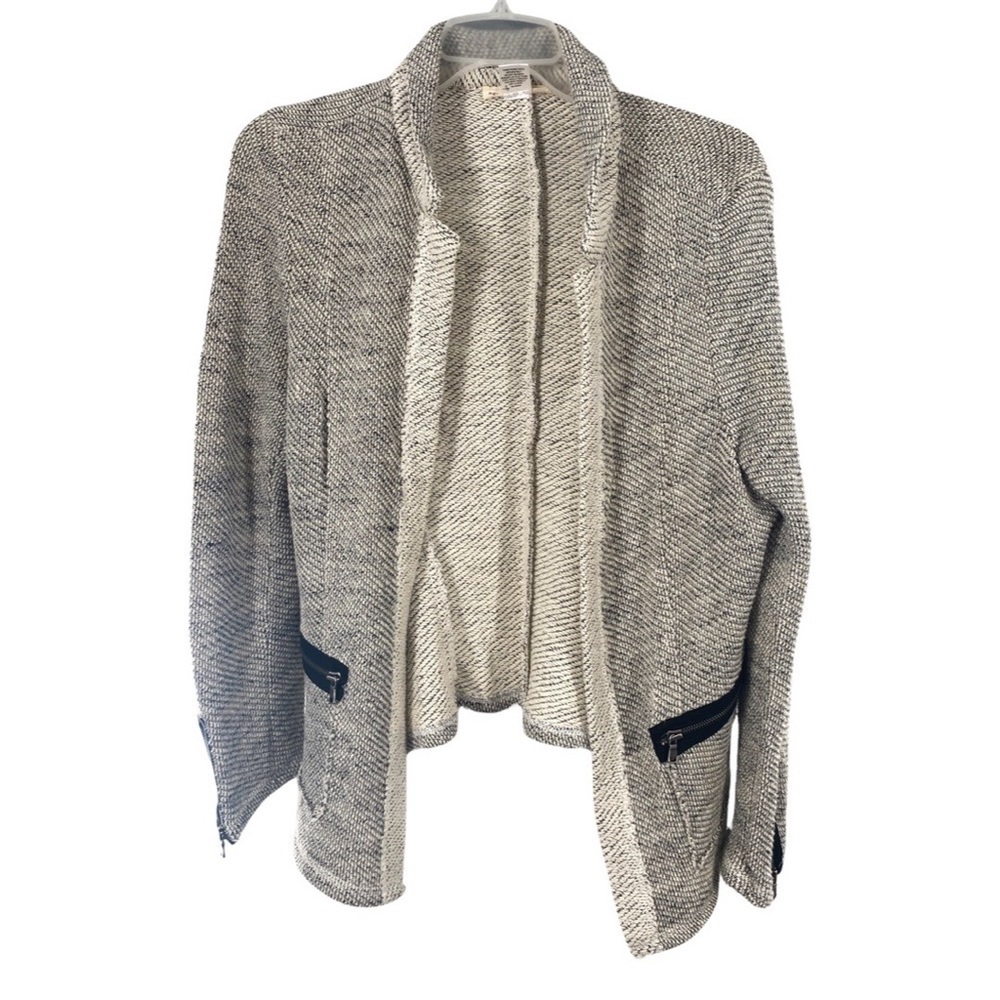 Peyton Jensen Cream & Black Textured Jacket Cotton Blend Size XL